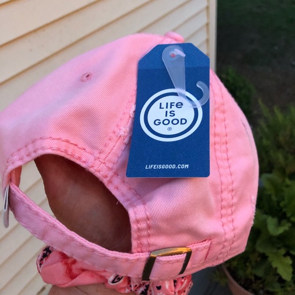 Life is Good pink sun washed baseball hat w/ heart - Picture 7 of 11